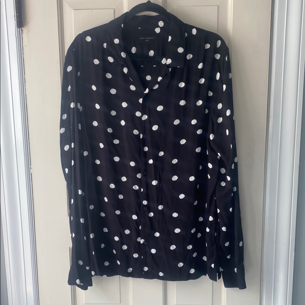 All Saints Black and White Polka Dot Shirt